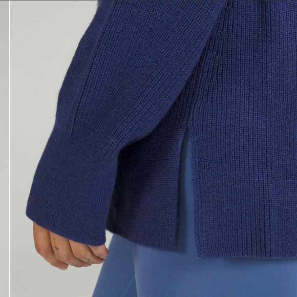 lululemon Merino Wool Blend Ribbed Blue Crew Neck Sweater - Picture 3 of 11